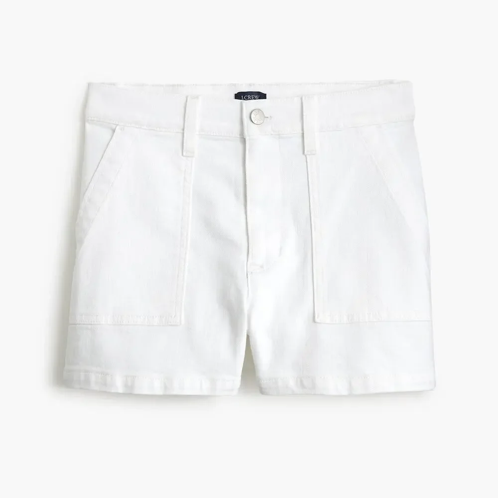J. Crew Cotton Blend High Rise Utility Denim Jean Short White Womens Size 32 NWT